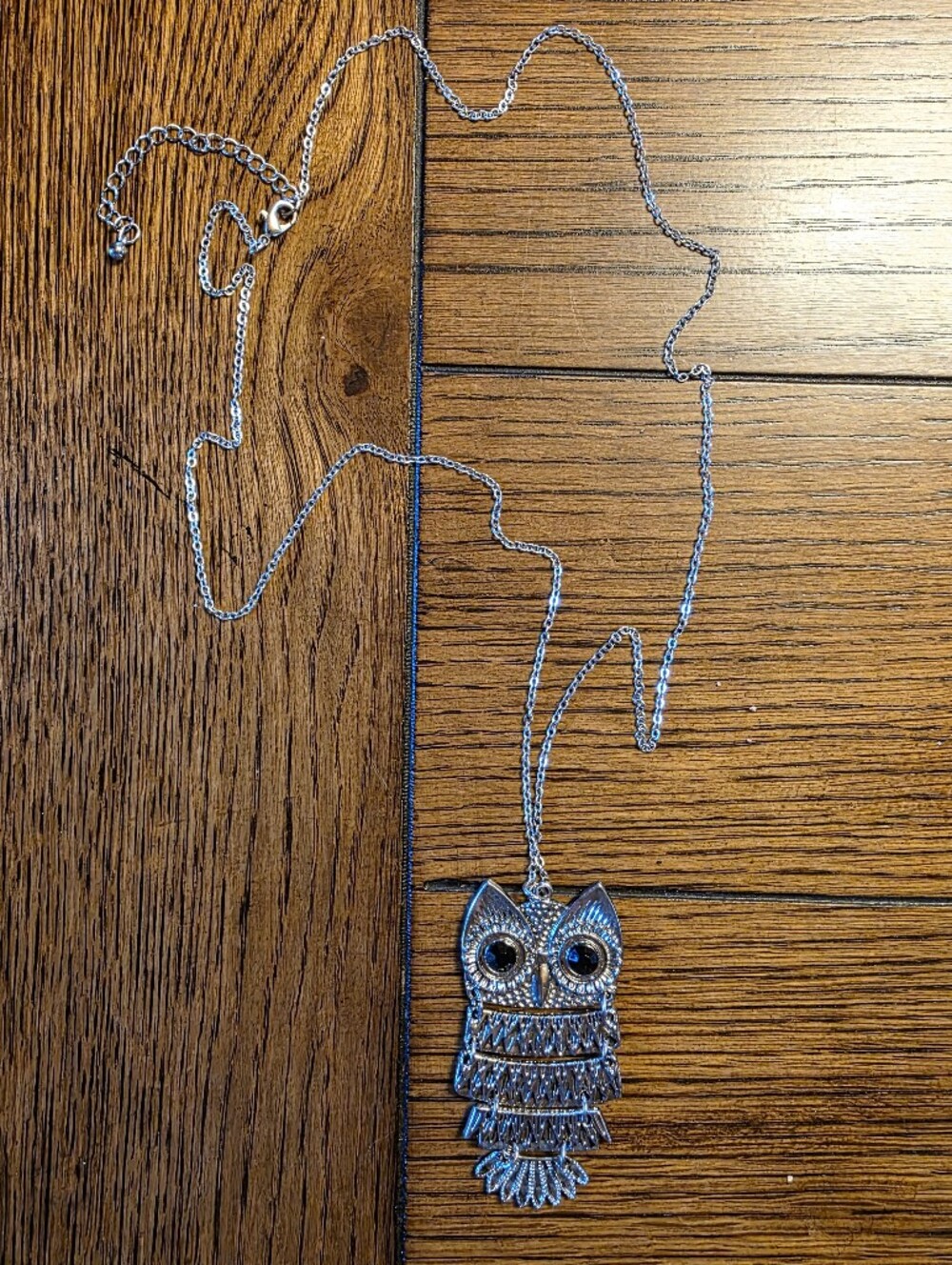 Vintage Silver Owl Pendant Necklace